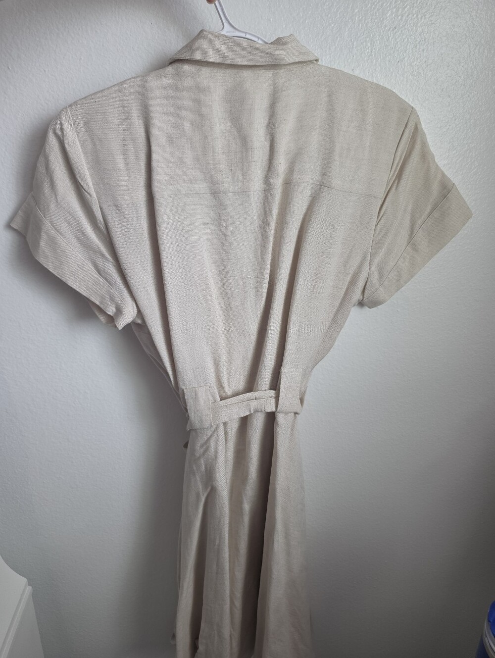 Lulus Linen Short Sleeve Button-Front Mini Dress - Picture 3 of 3